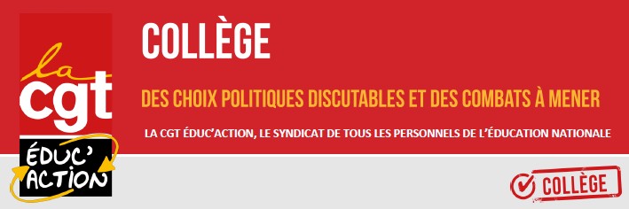 Communiqué CGT Éduc'action sur les collèges